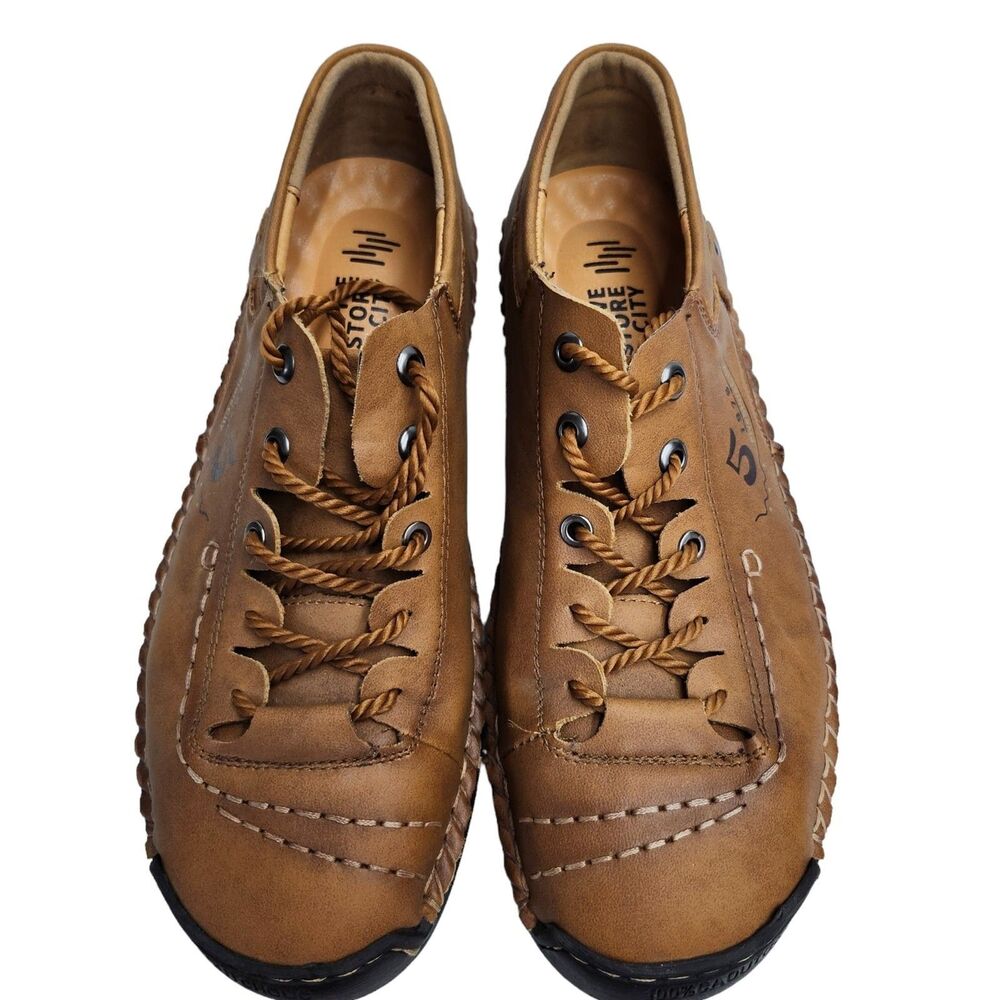 FiveStoreCity Sneakers Loafers Mens 10.5 Handmade Leather Brown Multifunctional - Picture 4 of 10